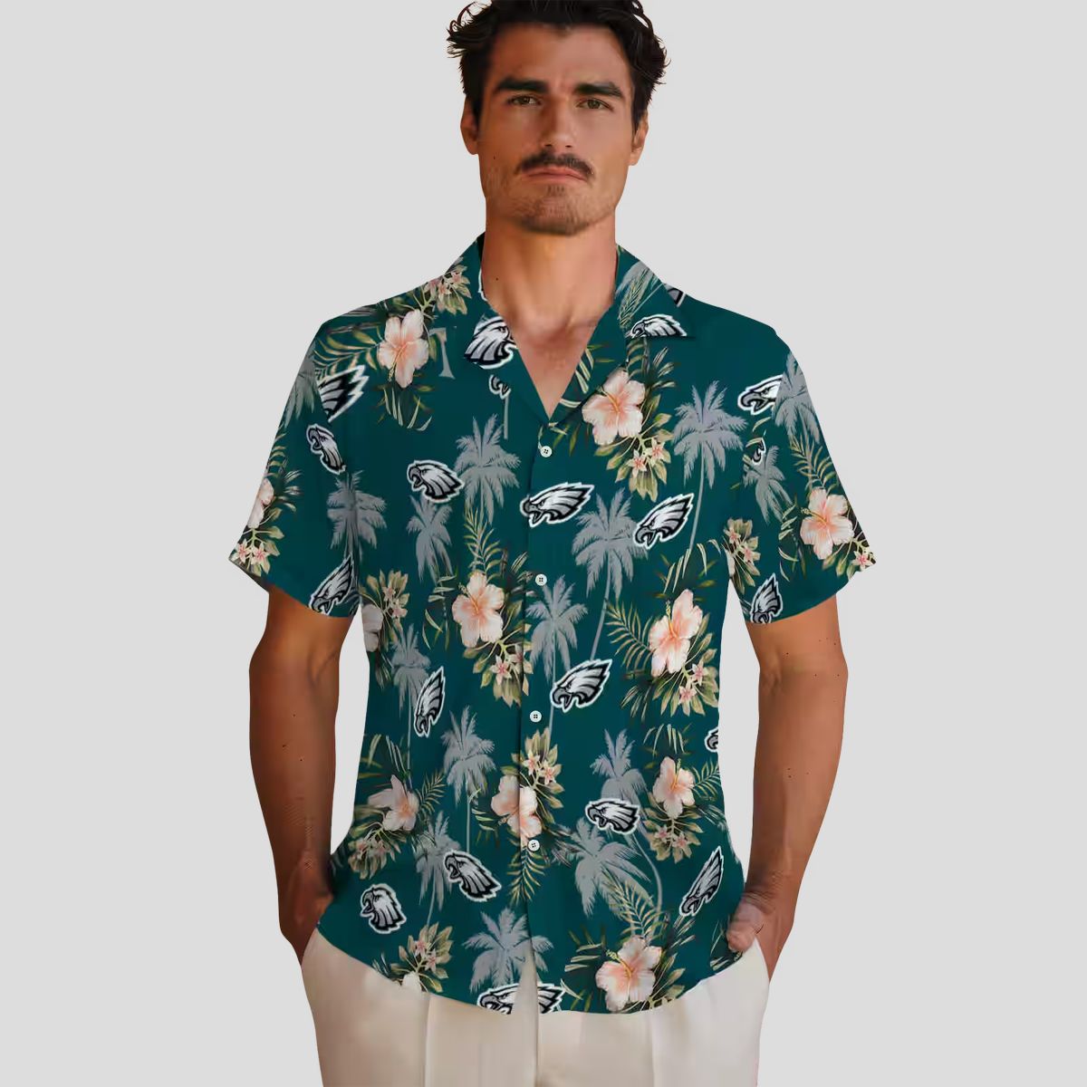 Philadelphia Eagles Hawaiian Shirt, Palm Tree Floral Tropical NFL Fan Apparel