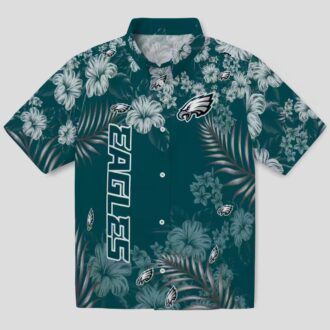 Philadelphia Eagles Hibiscus Print Hawaiian Shirt, NFL Summer Beach Casual Wear