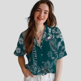 Philadelphia Eagles Hibiscus Print Hawaiian Shirt, NFL Summer Beach Casual Wear