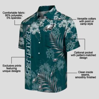 Philadelphia Eagles Hibiscus Print Hawaiian Shirt, NFL Summer Beach Casual Wear