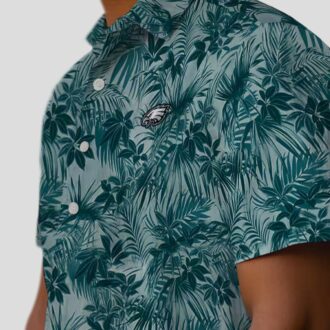 Philadelphia Eagles Leaf Print Hawaiian Shirt, NFL Aloha Green Summer Outfit