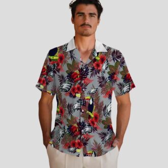 Philadelphia Eagles NFL Hawaiian Shirt, Floral Toucan Green Red Tropical Vacation Wear