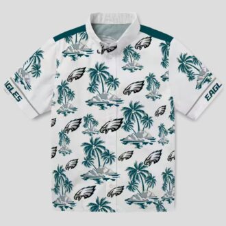 Philadelphia Eagles Palm Island Hawaiian Shirt, Green White NFL Aloha Summer Outfit