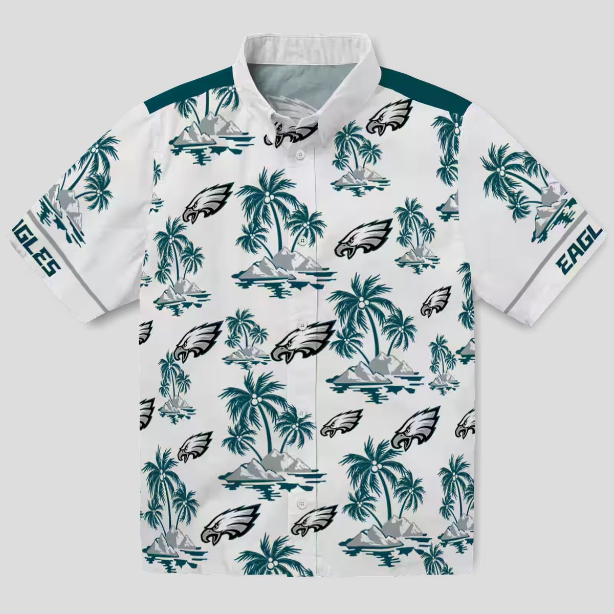 Philadelphia Eagles Palm Island Hawaiian Shirt, Green White NFL Aloha Summer Outfit
