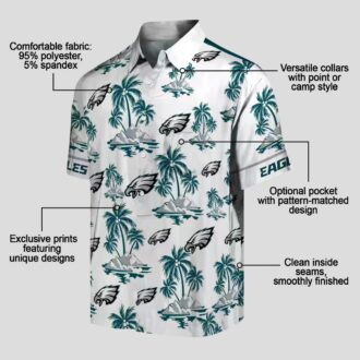 Philadelphia Eagles Palm Island Hawaiian Shirt, Green White NFL Aloha Summer Outfit