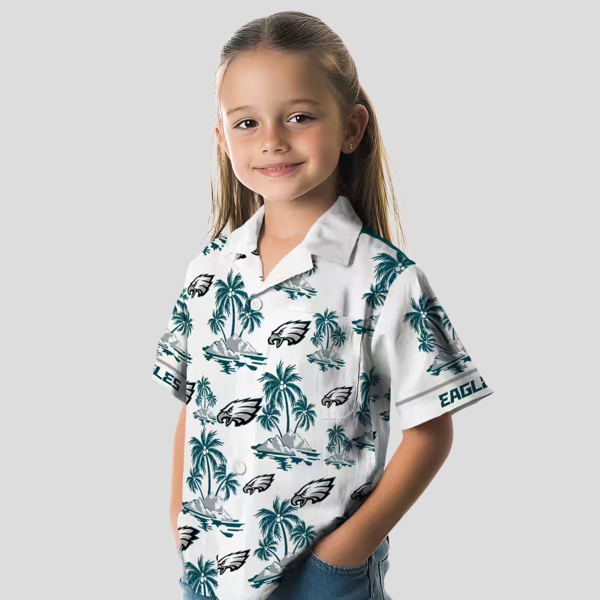 Philadelphia Eagles Palm Island Hawaiian Shirt, Green White NFL Aloha Summer Outfit