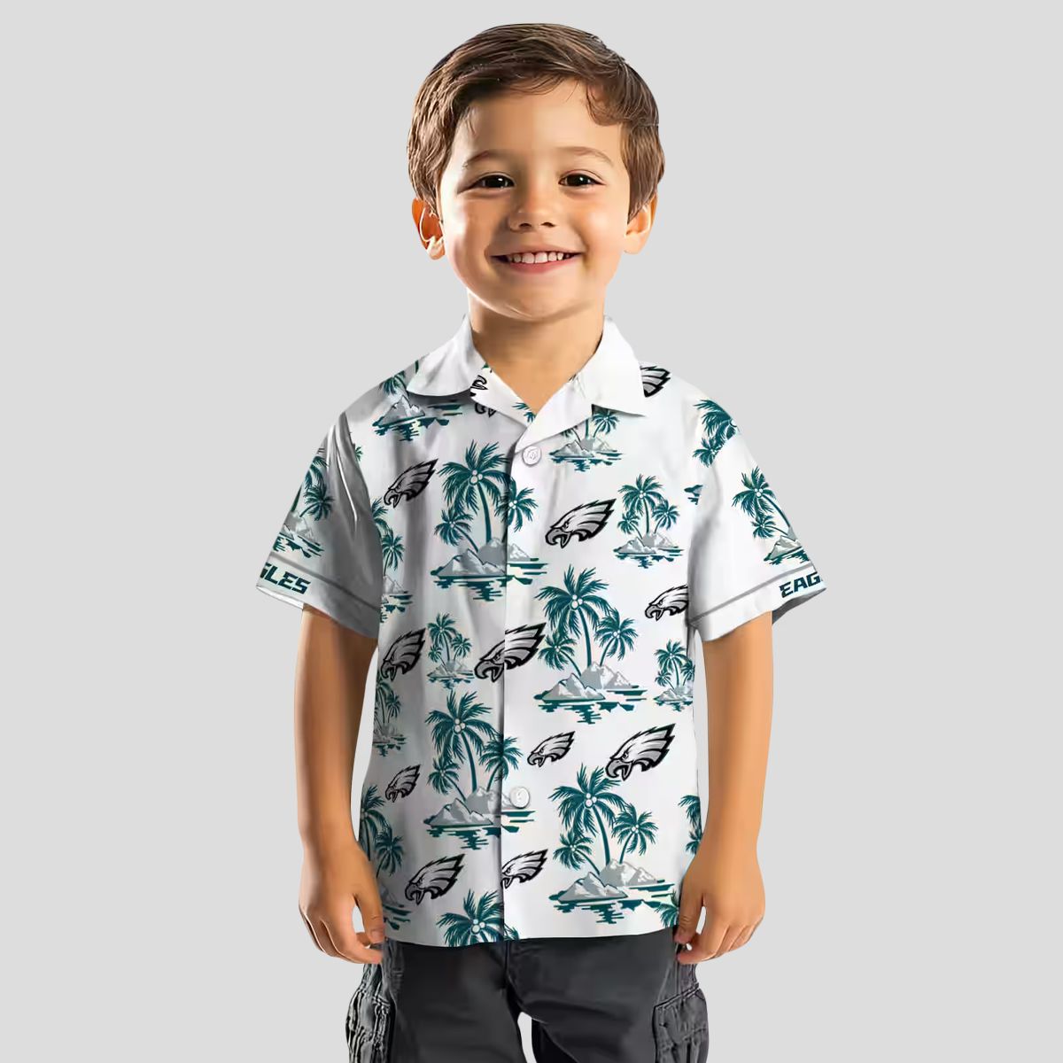 Philadelphia Eagles Palm Island Hawaiian Shirt, Green White NFL Aloha Summer Outfit