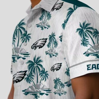 Philadelphia Eagles Palm Island Hawaiian Shirt, Green White NFL Aloha Summer Outfit