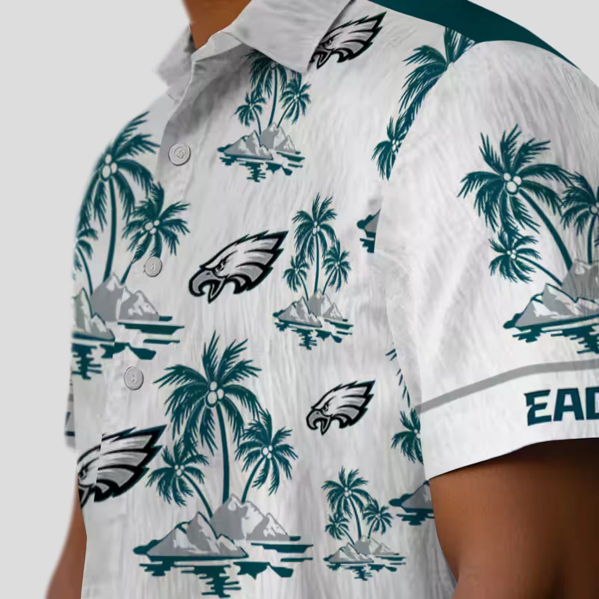 Philadelphia Eagles Palm Island Hawaiian Shirt, Green White NFL Aloha Summer Outfit