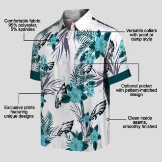 Philadelphia Eagles Patriotic Hawaiian Shirt, Green & White Hibiscus NFL Beachwear