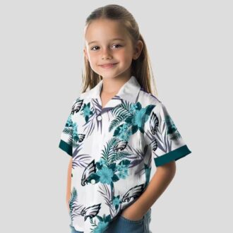 Philadelphia Eagles Patriotic Hawaiian Shirt, Green & White Hibiscus NFL Beachwear