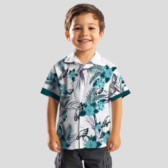 Philadelphia Eagles Patriotic Hawaiian Shirt, Green & White Hibiscus NFL Beachwear