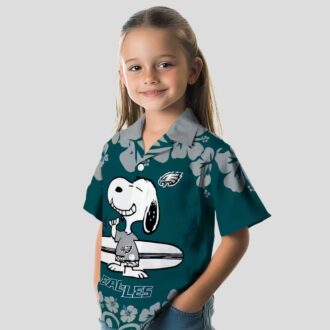 Philadelphia Eagles Snoopy Hawaiian Shirt, Green White Aloha Surf Beach Vacation Outfit
