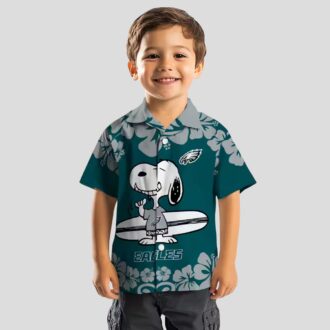 Philadelphia Eagles Snoopy Hawaiian Shirt, Green White Aloha Surf Beach Vacation Outfit