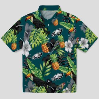 Philadelphia Eagles Tropical Aloha Hawaiian Shirt - Beach Vacation Hibiscus & Pineapple