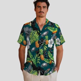 Philadelphia Eagles Tropical Aloha Hawaiian Shirt - Beach Vacation Hibiscus & Pineapple