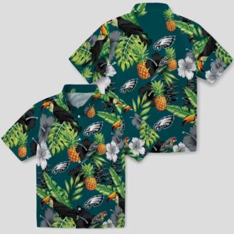 Philadelphia Eagles Tropical Aloha Hawaiian Shirt - Beach Vacation Hibiscus & Pineapple
