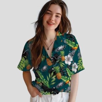 Philadelphia Eagles Tropical Aloha Hawaiian Shirt - Beach Vacation Hibiscus & Pineapple