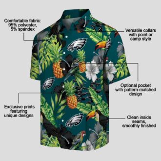 Philadelphia Eagles Tropical Aloha Hawaiian Shirt - Beach Vacation Hibiscus & Pineapple