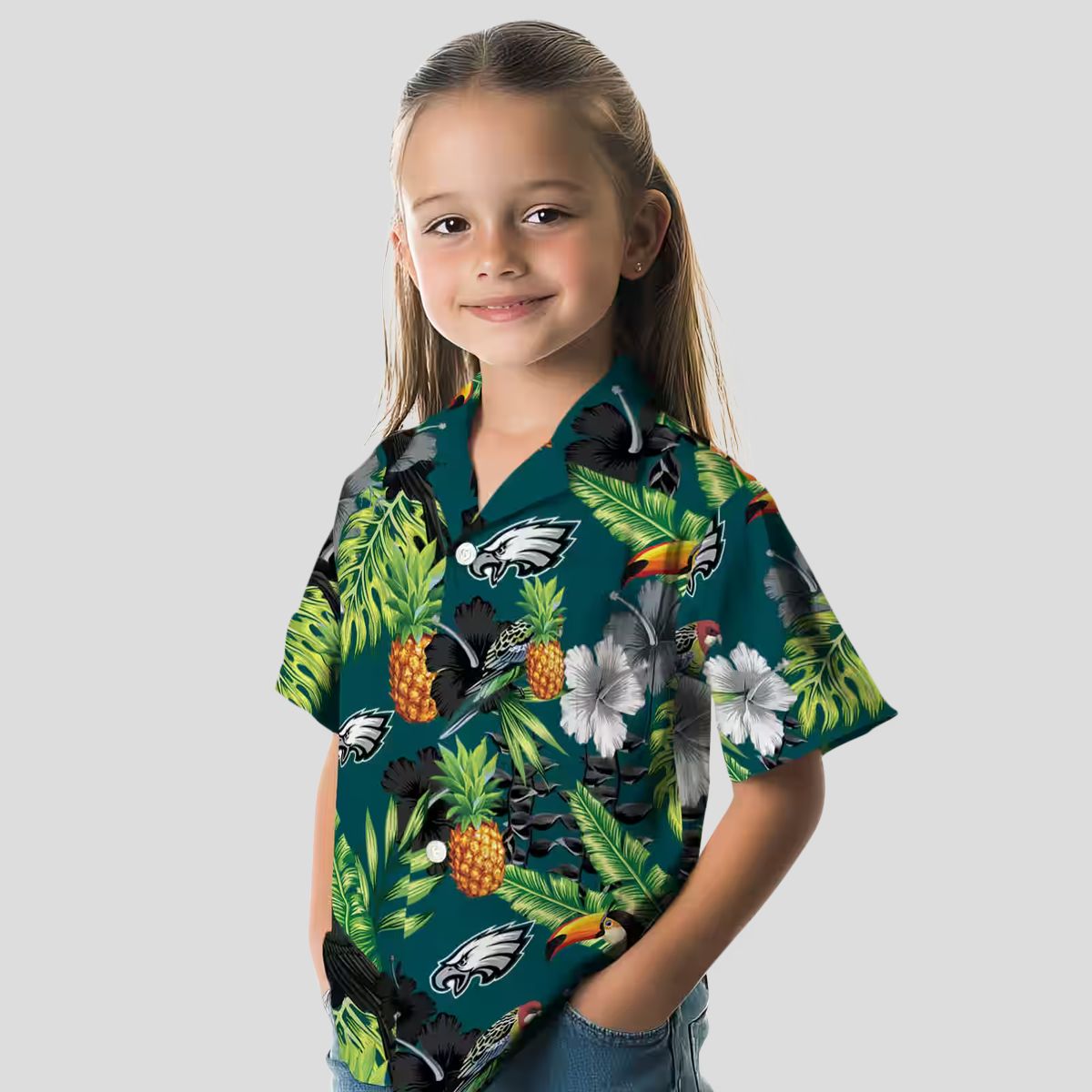 Philadelphia Eagles Tropical Aloha Hawaiian Shirt - Beach Vacation Hibiscus & Pineapple