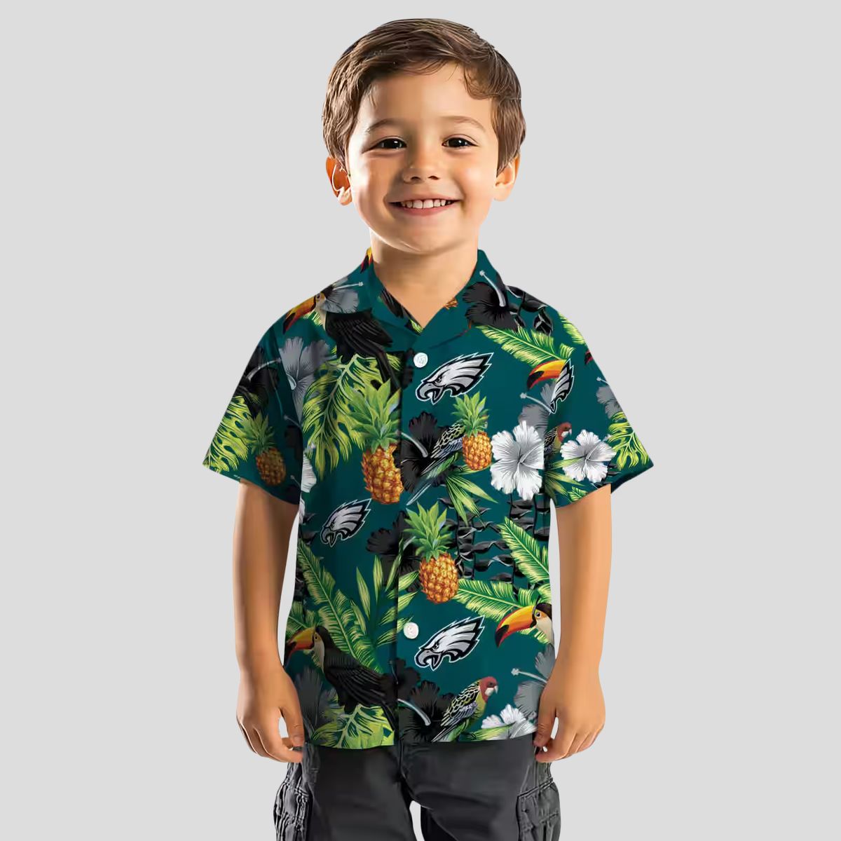 Philadelphia Eagles Tropical Aloha Hawaiian Shirt - Beach Vacation Hibiscus & Pineapple