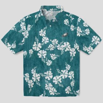 Shop Philadelphia Eagles Green Hawaiian Shirt - Hibiscus Clusters Aloha Style