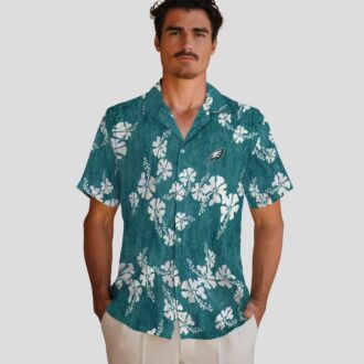 Shop Philadelphia Eagles Green Hawaiian Shirt - Hibiscus Clusters Aloha Style