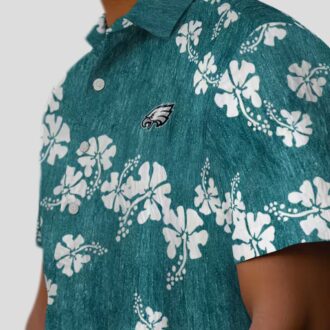 Shop Philadelphia Eagles Green Hawaiian Shirt - Hibiscus Clusters Aloha Style