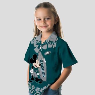 Women's Philadelphia Eagles Surfing Mickey Hawaiian Shirt, Floral NFL Summer Wear