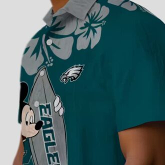 Women's Philadelphia Eagles Surfing Mickey Hawaiian Shirt, Floral NFL Summer Wear