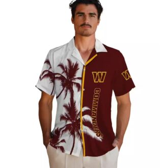 Best Washington Commanders Hawaiian Shirt, Palm Trees Burgundy Beach Party Shirt