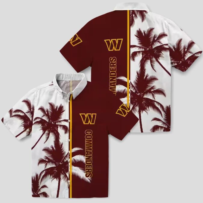 Best Washington Commanders Hawaiian Shirt, Palm Trees Burgundy Beach Party Shirt