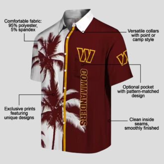 Best Washington Commanders Hawaiian Shirt, Palm Trees Burgundy Beach Party Shirt