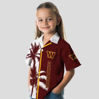 Best Washington Commanders Hawaiian Shirt, Palm Trees Burgundy Beach Party Shirt
