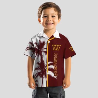 Best Washington Commanders Hawaiian Shirt, Palm Trees Burgundy Beach Party Shirt