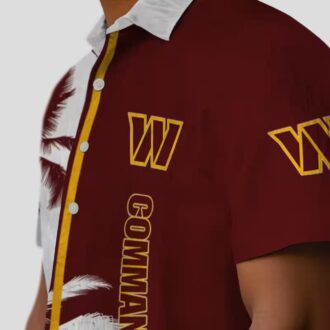 Best Washington Commanders Hawaiian Shirt, Palm Trees Burgundy Beach Party Shirt
