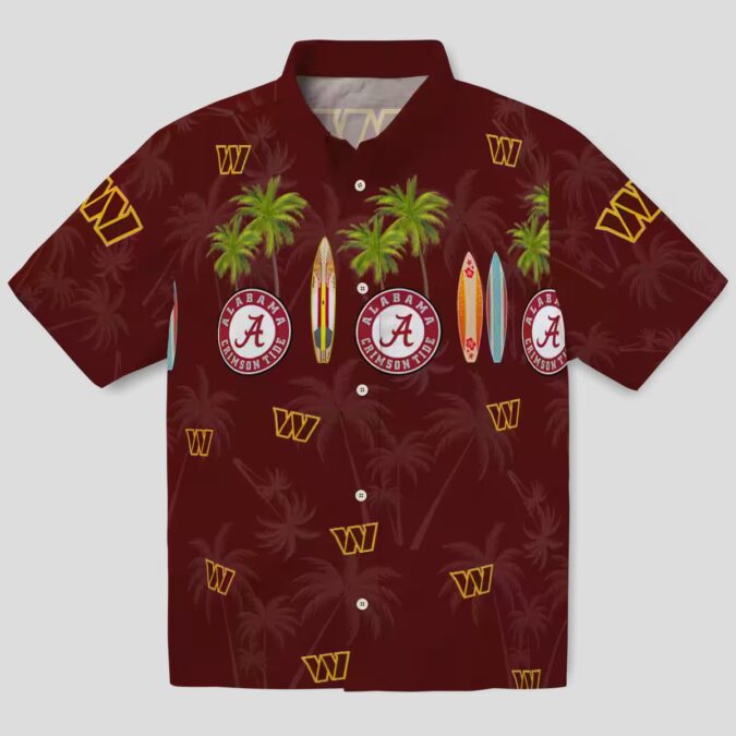 Burgundy Washington Commanders Hawaiian Shirt, Tropical Surfboard Palm NFL Outfit