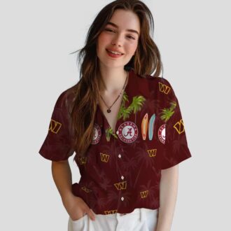 Burgundy Washington Commanders Hawaiian Shirt, Tropical Surfboard Palm NFL Outfit