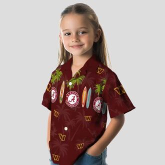 Burgundy Washington Commanders Hawaiian Shirt, Tropical Surfboard Palm NFL Outfit