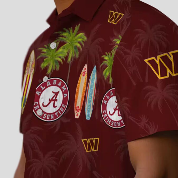 Burgundy Washington Commanders Hawaiian Shirt, Tropical Surfboard Palm NFL Outfit
