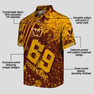 Custom Washington Commanders Burgundy Hawaiian Shirt, Star Stripes NFL Beachwear