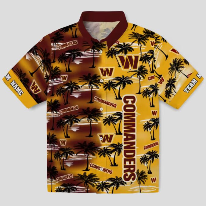 Custom Washington Commanders Hawaiian Shirt - Palm Silhouettes Burgundy Design for NFL Fans