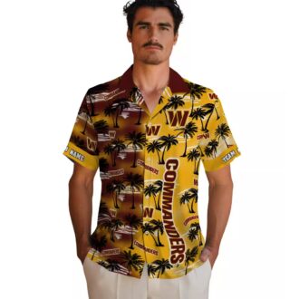 Custom Washington Commanders Hawaiian Shirt - Palm Silhouettes Burgundy Design for NFL Fans