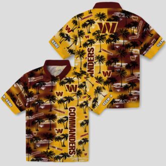 Custom Washington Commanders Hawaiian Shirt - Palm Silhouettes Burgundy Design for NFL Fans