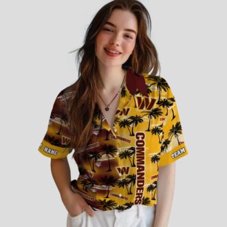 Custom Washington Commanders Hawaiian Shirt - Palm Silhouettes Burgundy Design for NFL Fans