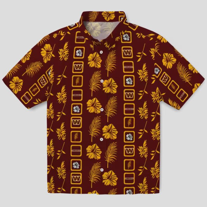 Floral Burgundy Washington Commanders Hawaiian Shirt, NFL Beach & Summer Vacation Shirt
