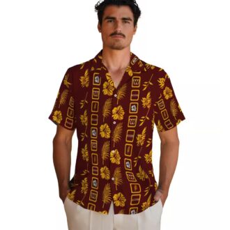 Floral Burgundy Washington Commanders Hawaiian Shirt, NFL Beach & Summer Vacation Shirt