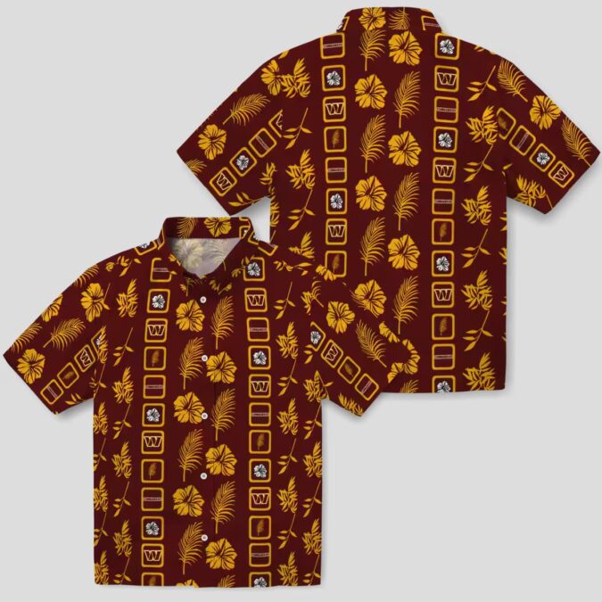 Floral Burgundy Washington Commanders Hawaiian Shirt, NFL Beach & Summer Vacation Shirt
