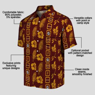 Floral Burgundy Washington Commanders Hawaiian Shirt, NFL Beach & Summer Vacation Shirt