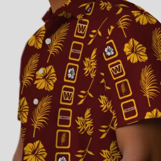 Floral Burgundy Washington Commanders Hawaiian Shirt, NFL Beach & Summer Vacation Shirt